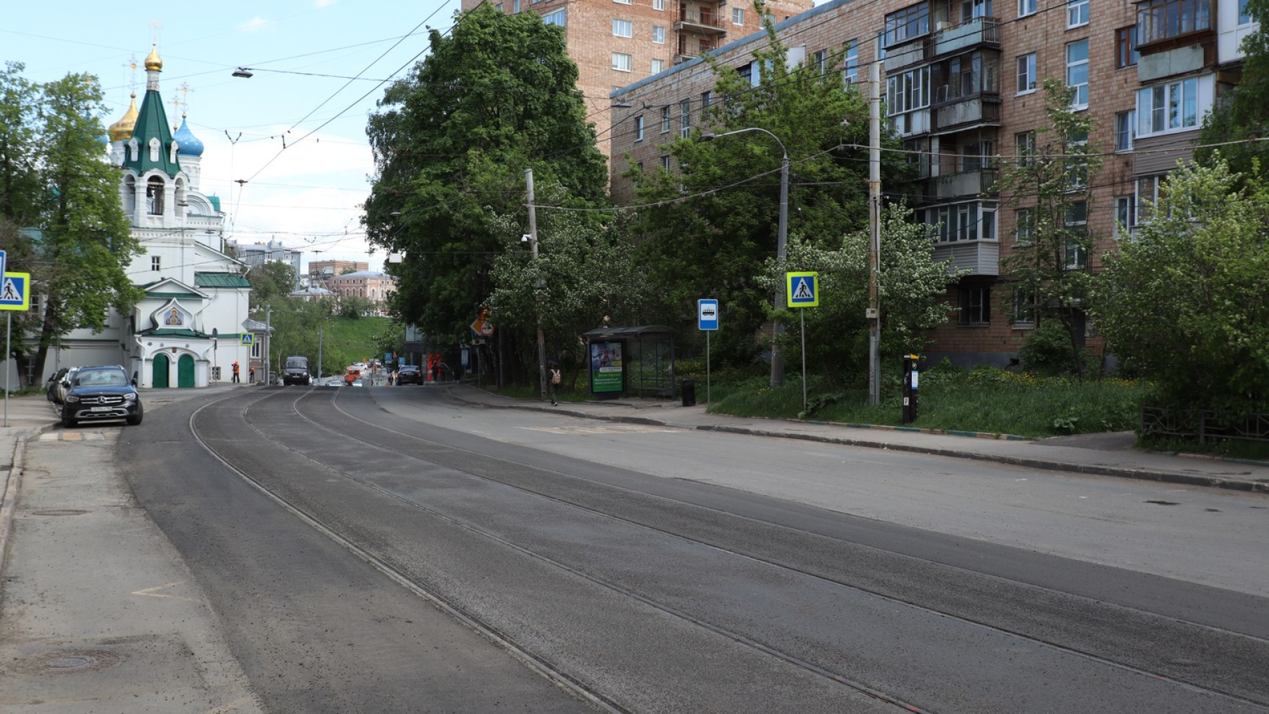 Замену трамвайных путей на улице Добролюбова в Нижнем Новгороде завершили раньше срока
